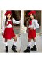 Girl's Red Hat Badi Hat Skirted Triple Set Christmas Combination - 4