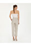 Beige Linen Blend Carrot Fit Trousers 50285479-Vr011 - 4
