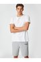 Slogan Printed Shorts with Lace Waist Pocket Detail Slim Cut