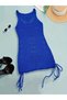 Dressify Women’S Fashion Women's Strap Skirt with Drawstring Detail Perforated Knitted Knitwear Pareo Dress