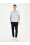 Light Blue Slim Fit Zippered Polo Collar T-Shirt 50288915-Vr095 - 4