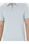 Light Blue Slim Fit Zippered Polo Collar T-Shirt 50288915-Vr095 - 6