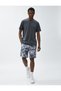Lace Waist Shorts with Abstract Print Detail and Pockets - 2