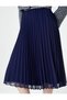 Midi Pleated Skirt Elastic High Waist Lined - 5