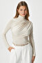 Women's Moon Gathered Light Beige Sandy Blouse