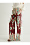 X Melis Ağazat - Ethnic Patterned Wide Leg Trousers Viscous Fabric with Pockets - 4