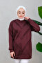 Women's V-Neck Tunic with Front Detail in Burgundy - 6