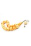 Printed Globe Cut Moire Orange Crimped Amber Efe Mascot Prayer Beads - 2