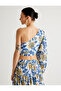 X Melis Ağazat - Floral One Shoulder Crop Blouse Asymmetrical Neckline Long Balloon Sleeve Cotton - 4