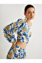X Melis Ağazat - Floral One Shoulder Crop Blouse Asymmetrical Neckline Long Balloon Sleeve Cotton - 2
