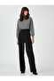 Houndstooth Patterned Stand Collar Sweater - 2