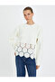 Crochet Detailed Sweatshirt Crew Neck Long Sleeve - 3