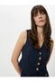 Gold V-Neck Vest - Fleto with Buttons and Pockets