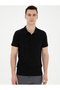 Black Slim Fit 100% Cotton Buttoned Polo Collar Basic T-Shirt 50291625-Vr046 - 3
