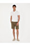 Khaki Slim Fit Linen Blend Woven Shorts 50291519-VR027 - 3