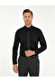 Black 100% Cotton Shiny Satin Slim Fit Long Sleeve Basic Shirt 50292520-Vr046 - 3