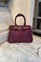 Suede Double Eyed Women's Hand and Shoulder Bag with Belt Accessory Patric Claret Red