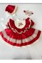 Red Cotton Satin Vintage Baby Girl Dress, Tailor-Made, Birthday, Photo Shoot, Suitable for Ages 0-12