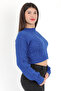 Women's Cobalt Blue Wafer Crop Knitwear Sweater - 1556 - 5