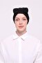 Black Practical Ready-made Hijab Bonnet Sandy Fabric Practical Bonnet with Cross Bow 1834_01