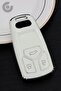 Audi Compatible A6, A5, A4, Q7, Q5, S4, S5, S7, B9, A4L, 4m, 8W, Tt, Tts, Rs, 8S Silver Edge Tpu Key Case Cover (White)