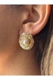 Pearl Detailed Plate Earrings Gold Color - 2