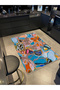 Özge Collection Oil Paint Look Multicolor Abstract Patterned Woven Base Decorative Carpet Ozge23