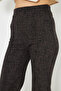 Women's Coffee Elastic Waist Iron Print Stitching Pants Arm-25K 001058 - 3