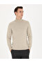 Sand Melange Slim Fit Turtleneck Basic Knitwear Sweater 50276162-Vr123
