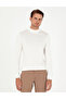 Ecru Slim Fit Quarter Collar Basic Knitwear Sweater 50296613-Vr019