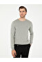 Light Gray Melange Slim Fit Crew Neck Basic Knitwear Sweater 50296621-Vr091 - 3