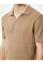 Polo Neck Knitwear T-Shirt Short Sleeve Textured - 5