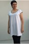 White Black and White Piping Detailed Whole Size Low Sleeve Combed Cotton Viscose T-Shirt - 8
