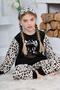 New Season Autumn/Winter Girls' Leopard Patterned Fleece Pajama Set 4103-Black