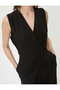 Jumpsuit Double Breasted V Neck Sleeveless Pocket Pleat Detailed - 5