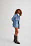 CASTDO Kadın Mavi Oversize  Jean Ceket - 3