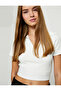 Polo Neck Crop T-Shirt Short Sleeve Ribbed Cotton - 2