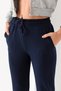 Women's Navy Blue Modal Fabric High Waist Double Pocket Soft Textured Rubber Leg Detailed Sweatpants - 3