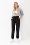 Women's Black Modal Fabric High Waist Double Pocket Soft Textured Rubber Leg Detailed Sweatpants - 4