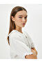 Balloon Sleeve Crop Blouse Wide Baby Collar Buttoned Cotton