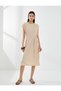 Midi Dress Sleeveless Slit Detail Belted Waist Crew Neckline - 3