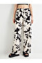 Floral Wide Leg Trousers Tie Waist Viscose Fabric - 3