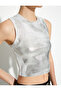 Metallic Crop Top Ribbed Crew Neck - 5