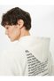 Slogan Printed Sweat Hooded Kangaroo Pocket Detailed