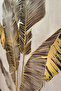 Hari̇kabi̇rev | Gray-Gold Soft Color Abstract Leaf Flower Set | Framed Glass Table 3 Pieces Vertical - 2