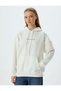 Sports Oversize Sweatshirt with Hooded Slogan Printed Kangaroo Pocket - 3