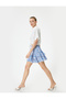 Floral Mini Skirt with Flounces, Viscose, Elastic Waist, Lined
