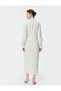 Linen Blend Long Shirt Dress Double-Breasted - 4