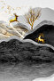 Hari̇kabi̇rev | Gray-Black-Gold Soft Color Deer Set | Framed Glass Table 3 Pieces Vertical - 3