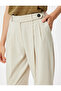 Cigarette Pants Short Leg Pleated Detailed Pockets - 5